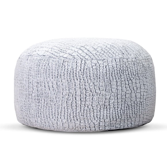 Gouchee Home Genoa 4ft. Faux Fur Foam Bean Bag Chair – Extra-Large Grey Lounge Chair with Shredded Foam Filling, Removable Machine-Washable Cover, Ultra-Soft Seat for Bedroom, Dorm, or Living Room