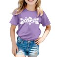 thumbnail image 1 of PMVFHDE Hauts à Manches Courtes pour Fille T-Shirts Graphiques pour Fille T-Shirts Amples d'Été pour Fille T-Shirts Originaux Garçon et Fille Imprimé Col Rond Manches Courtes T-Shirt Violet, 4-5 Ans, 1 of 3