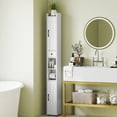 thumbnail image 2 of HOMCOM Armoire de Salle de Bain Étroite de 73 Pouces, Armoire de Rangement pour Salle de Bain, Blanc, 2 of 10