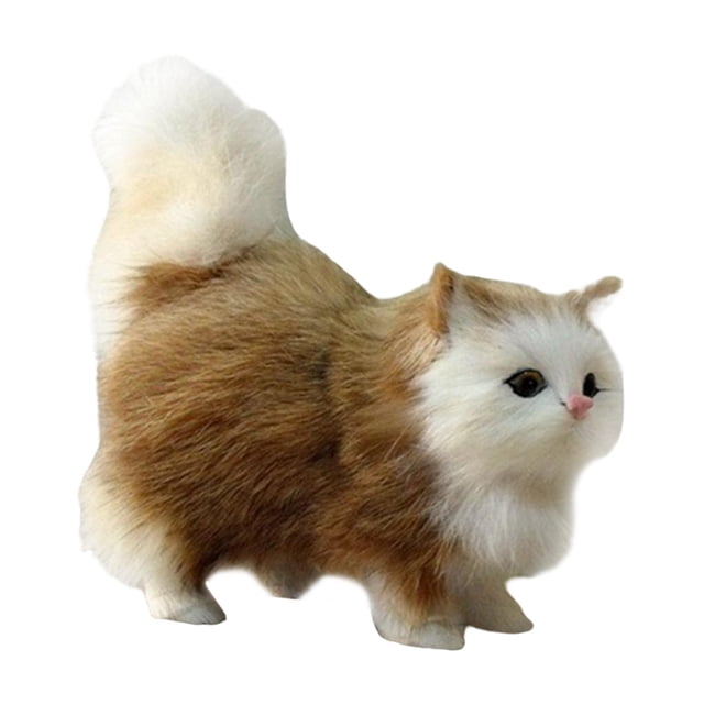 Simulation Plush Cat Dolls Decor Party Favor Birthday Gift Educational Toy for Baby , Yellow