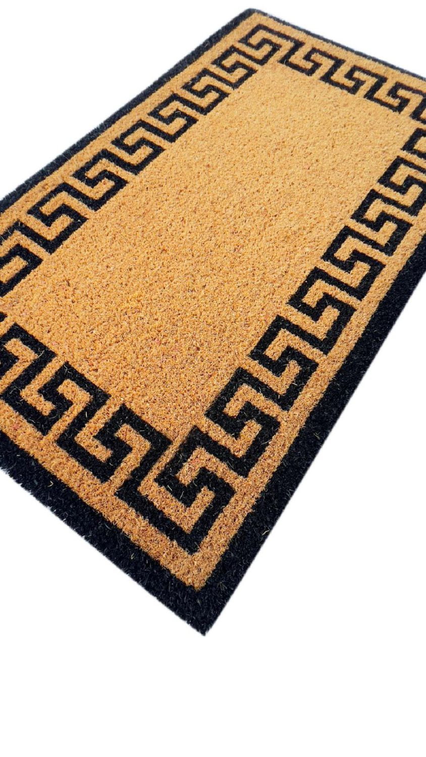 Paillasson en fibre de coco à motif clé grecque de Home Décor Inc. – Fibre naturelle durable, envers antidérapant