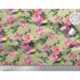 thumbnail image 2 of Soimoi Modal Satin Fabric Bird,Leaves & Rose Floral Print Sewing Fabric Yard 42 Inch Wide, 2 of 3