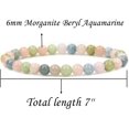 thumbnail image 2 of Bracelet Extensible Unisexe en Perles Rondes de 6 mm en Morganite Naturelle Béryl Aigue-Marine, 2 of 5
