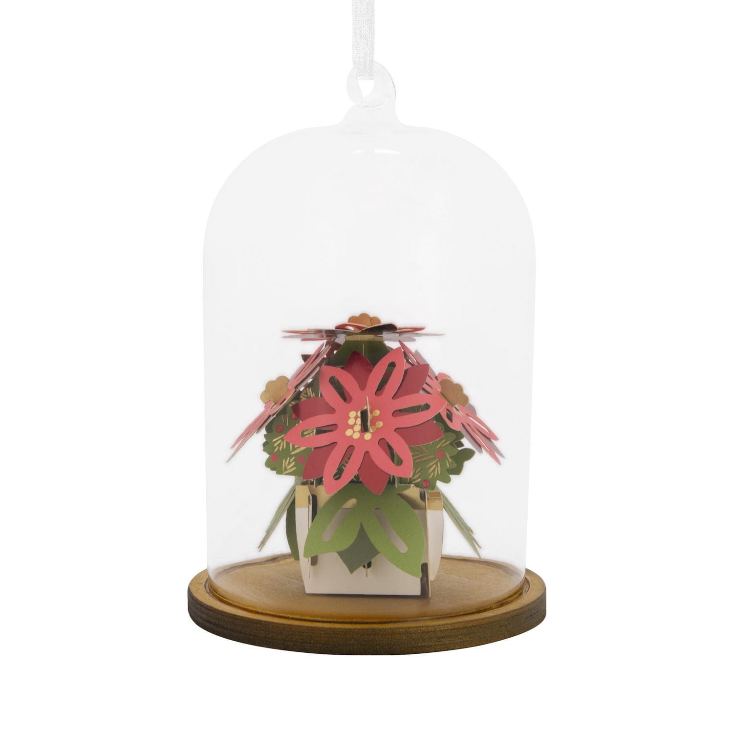 Décoration Hallmark de Noël (Poinsettias dans une cloche, Signature, en verre et papier)