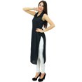 thumbnail image 3 of Bimba Femme Tunique Longue Décontractée Col à Revers Kurta Noire Kurti Noire Unie, 3 of 6