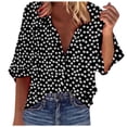 thumbnail image 2 of CEHVOM Chemise Femme Mode à Col en V à Imprimé Floral à Manches 3/4 Blouse Ample Haut, 2 of 6