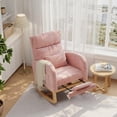 thumbnail image 1 of Modern Nursery Rocking Chair, Boucle Upholstered Rocking Chair with Footrest, Comfortable Rocker Recliner with Side Pocket, Rocker Glider for Living Room, Bedroom, Nursing Room, Pink, 1 of 9