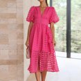 thumbnail image 2 of Ketyyh-chn99 Robes d'Été pour Femmes Grande Taille Robe Mini Robe de Fête Robe T-shirt Décontractée Robes à Manches Longues Robe Boho de Plage Rose Vif,TG, 2 of 5