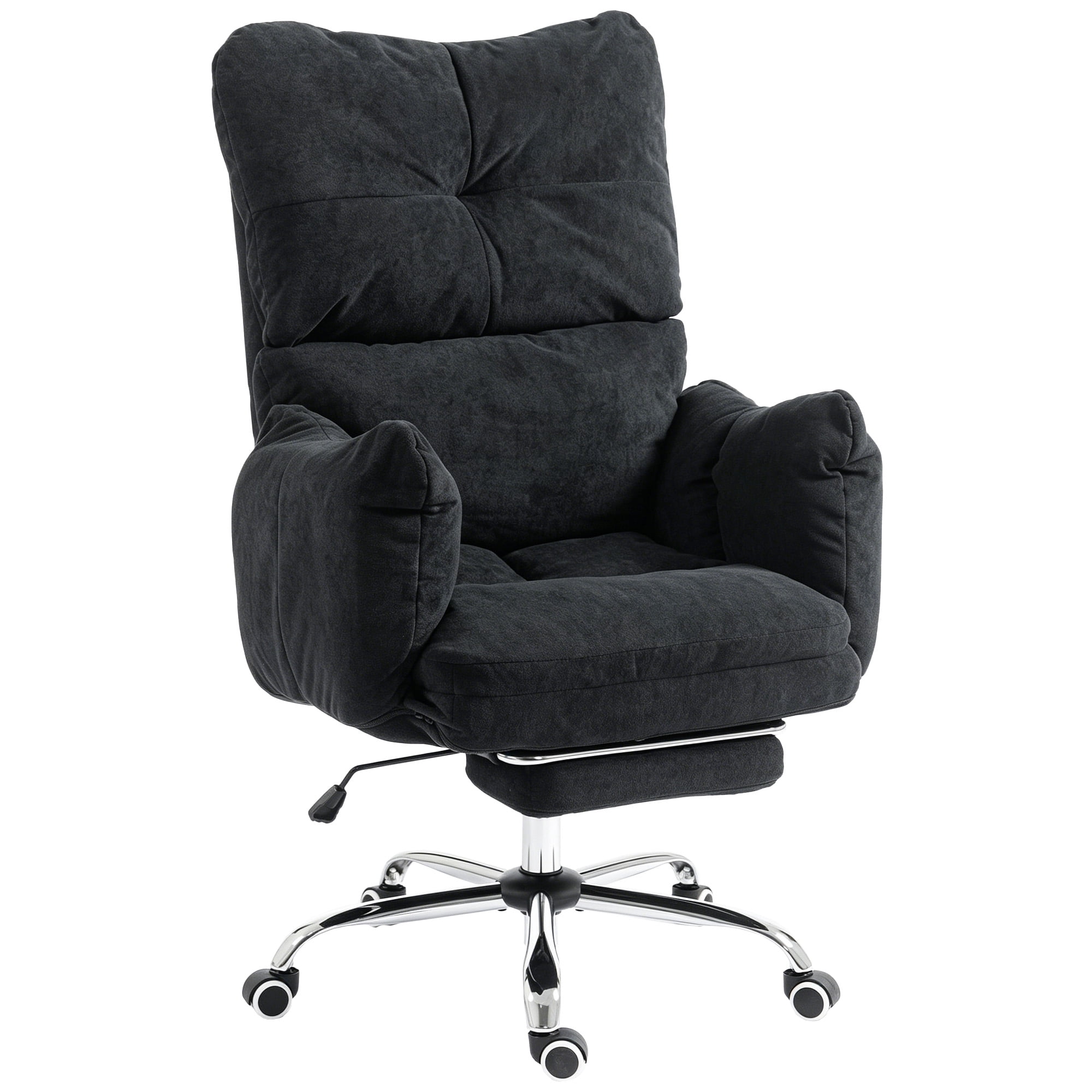 HOMCOM Office Chair with Foot Rest, Reclining Computer Chair, Black