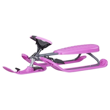 Stiga GT Racer Curve Luge de Ski d'Hiver pour Enfants 1 Personne avec Volant et Freins, Rose