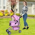 thumbnail image 4 of 4 Wheels Pet Stroller Foldable Dog Stroller Cat Stroller with Storage Basket & Removable Liner, Travel Lite Foldable Carrier Strolling Cart for Dogs Cats,Pink, 4 of 7