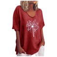 thumbnail image 1 of EQWLJWE Chemises pour Femmes Liquidation T-Shirts pour Femmes Chemises Aguichant pour Femmes Col Rond Manches Courtes Hauts Imprimés Blouse Régulière, 1 of 6
