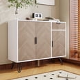 thumbnail image 3 of Armoire de Rangement Moderne, Buffet Blanc Fini Bois avec Tiroir et Tablettes à Hauteur Réglable (35,5 L x 11,5 L x 28,5 H), 3 of 23