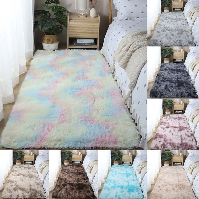 Fluffy Soft Plush Area Rugs for Bedroom,Washable Non Slip Fuzzy Carpet,Large Modern Living Room Rug,Cute Colorful Tie Dye Rugs for Playroom Dorm Nursery Home Room Decor