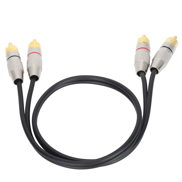 2RCA Male To 2RCA Male Cable, Player Audio Cable Stereo With Aluminum Alloy Connector For Audio Devices Black