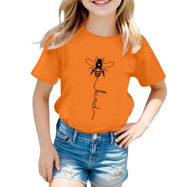 Haut Fille Chemise Banane Filles Mode Enfants Décontracté Imprimé Col Rond Ample Manches Courtes T-Shirt Haut