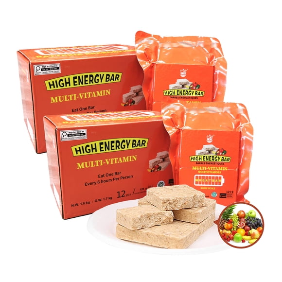 BDH Emergency Food Ration Mixed Fruit Compressed Biscuits 2x7400 Calorie | 3kg/2box*12bags 20-year shelf-life High Energy Bar Survival Food MRE Compact Packaging Emergency Food Supply
