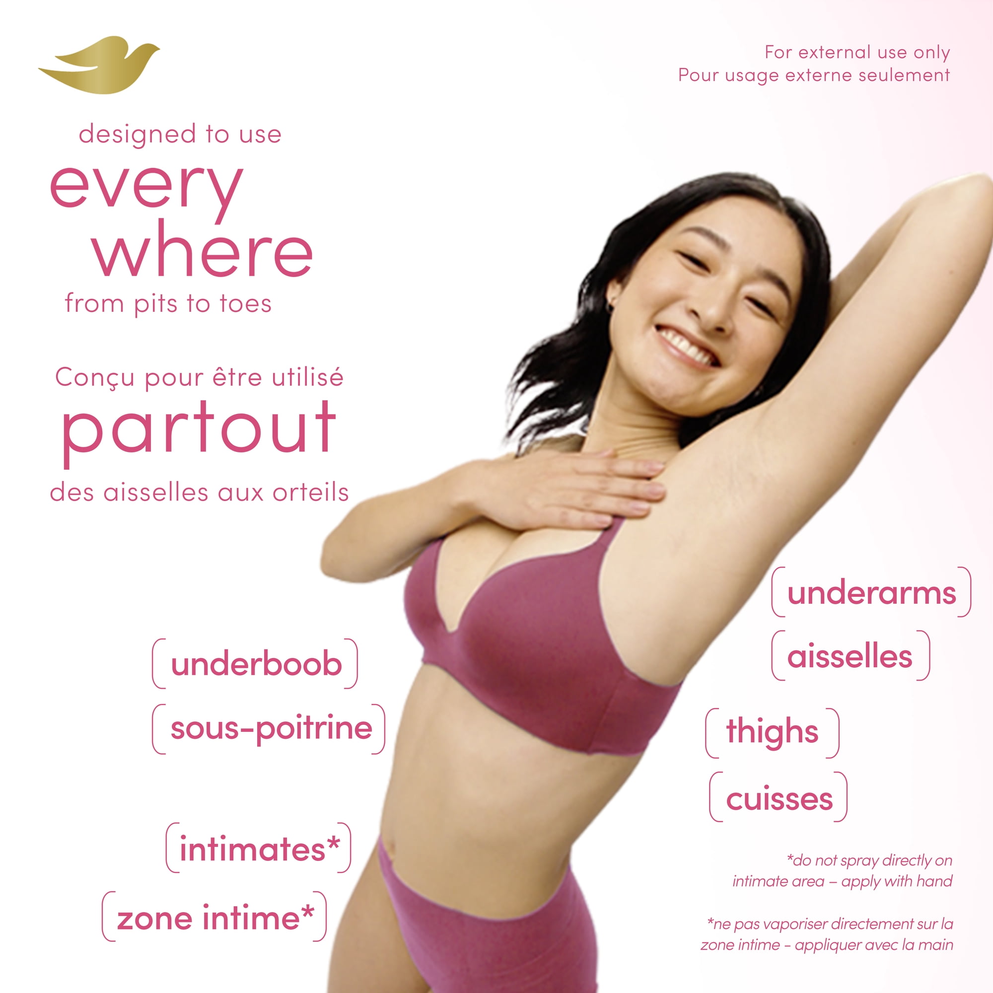 Dove Désodorisant en Bâton pour Tout le Corps Sans Aluminium Framboise et Rose, 68 g
