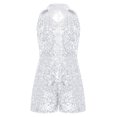 thumbnail image 3 of renvena Short Sequin Jumpsuits Pageant Romper For Girls Jazz Hip Hop Dancing Wedding Evening White 8, 3 of 5
