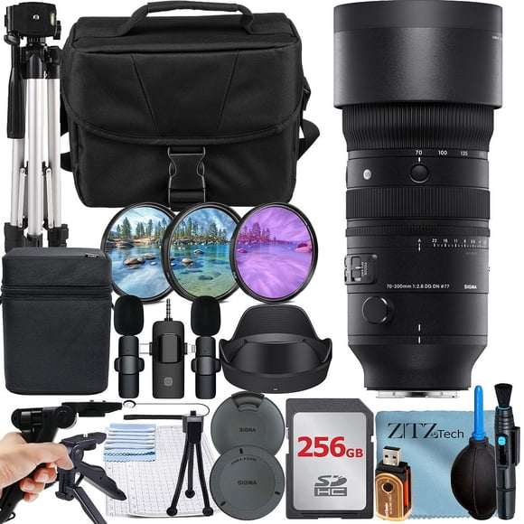 Sigma 70-200mm f/2.8 DG DN OS Sports Lens For Sony E Mount Bundle with 256GB Memory Card + Case + Filter Kit + ZeeTech Accessory Bundle