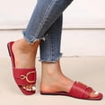thumbnail image 3 of IUJSOY Womens Flat Sandals Summer Comfortable Square Open Toe Slip on Leather Slide Sandals, 3 of 6
