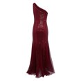thumbnail image 4 of EGNMCR Robe à Paillettes à une Épaule pour Femme Automne Couleur Unie Sans Manches Ajustée Cocktail Formelle Robe Moulante Corset Tendance Bal Fête Soirée Maxi Robes, 4 of 5
