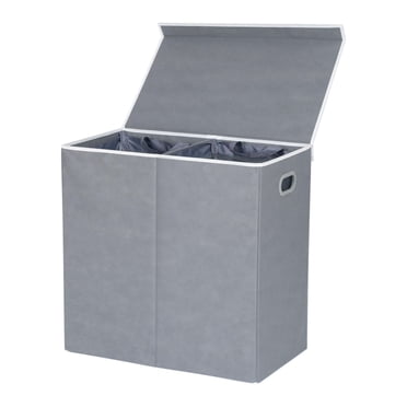 Mainstays Double Laundry Hamper with Lid, Two Removable Mesh Sorters for Adult, Laundy Basket, Lid with Magnet for Easy Open/Close