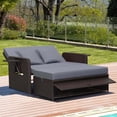 thumbnail image 4 of Costway Patio Rattan Loveseat Set Daybed Lounge Storage Ottoman Side Tables Adjust Gray, 4 of 10