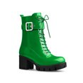 thumbnail image 1 of Unique Bargains Women's Zip Platform Chunky Heel Combat Boots Green (Size 7), 1 of 7