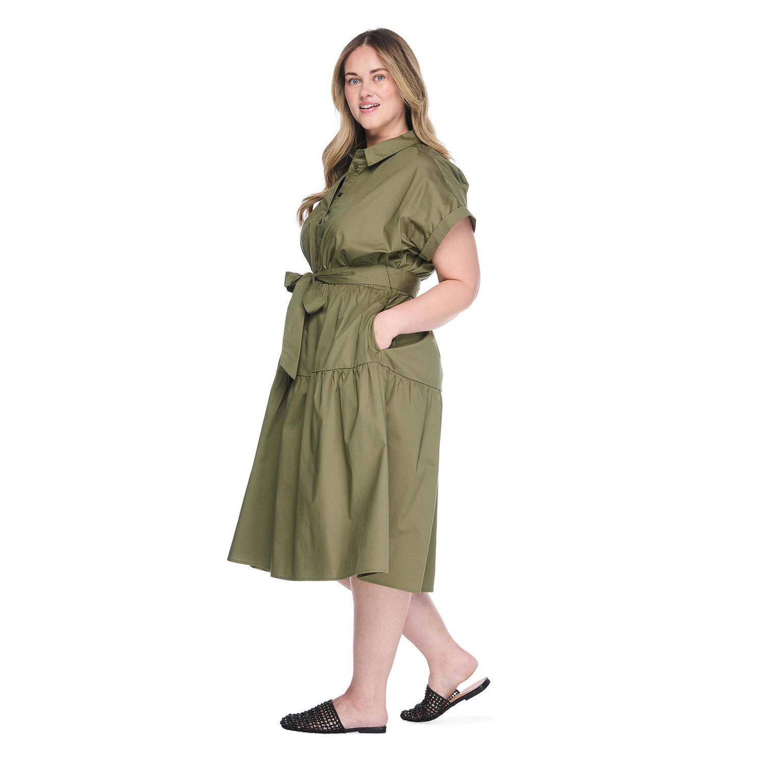 Robe chemise mi-longue Lane Bryant Plus pour femmes