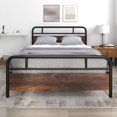 thumbnail image 4 of Costway Queen Size Metal Platform Bed Frame Industrial Headboard Mattress Foundation, 4 of 10