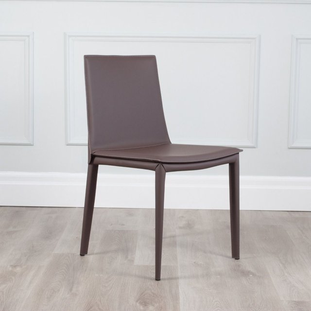 Hilton Chaise Latérale Moderne en Cuir et Métal - Qualité Commerciale