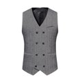 thumbnail image 1 of Gilet Rétro Mode pour Hommes avec Poches Double Boutonnage Col en V Blouse, 1 of 9
