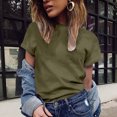 thumbnail image 2 of Heliisoer Hauts pour Femmes, Liquidation d'Été Mode Décontractée Femmes Manches Courtes Uni Col Rond Hauts T-Shirt pour Dames, 2 of 4