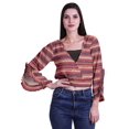 thumbnail image 1 of Moomaya Haut Court Imprimé pour Femmes Style Portefeuille Haut à Volants Manches Longues Blouse Décontractée d'Été, 1 of 5