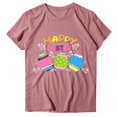 thumbnail image 3 of Daisyyozoid Chandail en Molleton Drôle de Pâques pour Femmes Décontracté Ample Col Rond Manches Courtes Imprimé Lettre Blouse T-shirt, 3 of 4