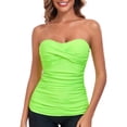thumbnail image 1 of RELLECIGA Women's Ruched Bandeau Tankini Top Swimsuits, 1 of 6