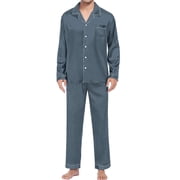 TINZ Women's Casual Pyjamas Long Sleeve Blouse Button Silk Satin Two Piece Sleepwear Suit Pant Pyjama Sleeping Wear