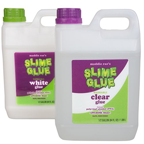 SCS Direct Colle pour Fabrication de Slime Maddie Rae, 1/2 Gallon Transparent et 1/2 Gallon Blanc, Lot de 2, Lot de 2
