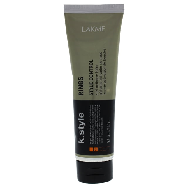 K-Style Rings Curl Activator Balm by Lakme for Unisex - 5.1 oz Balm. A tube of curl activator balm with a green and black design, featuring the Lakmé logo at the top. Designed to define curls, eliminate frizz, and provide long-lasting hold while protecting hair from heat and free radicals.