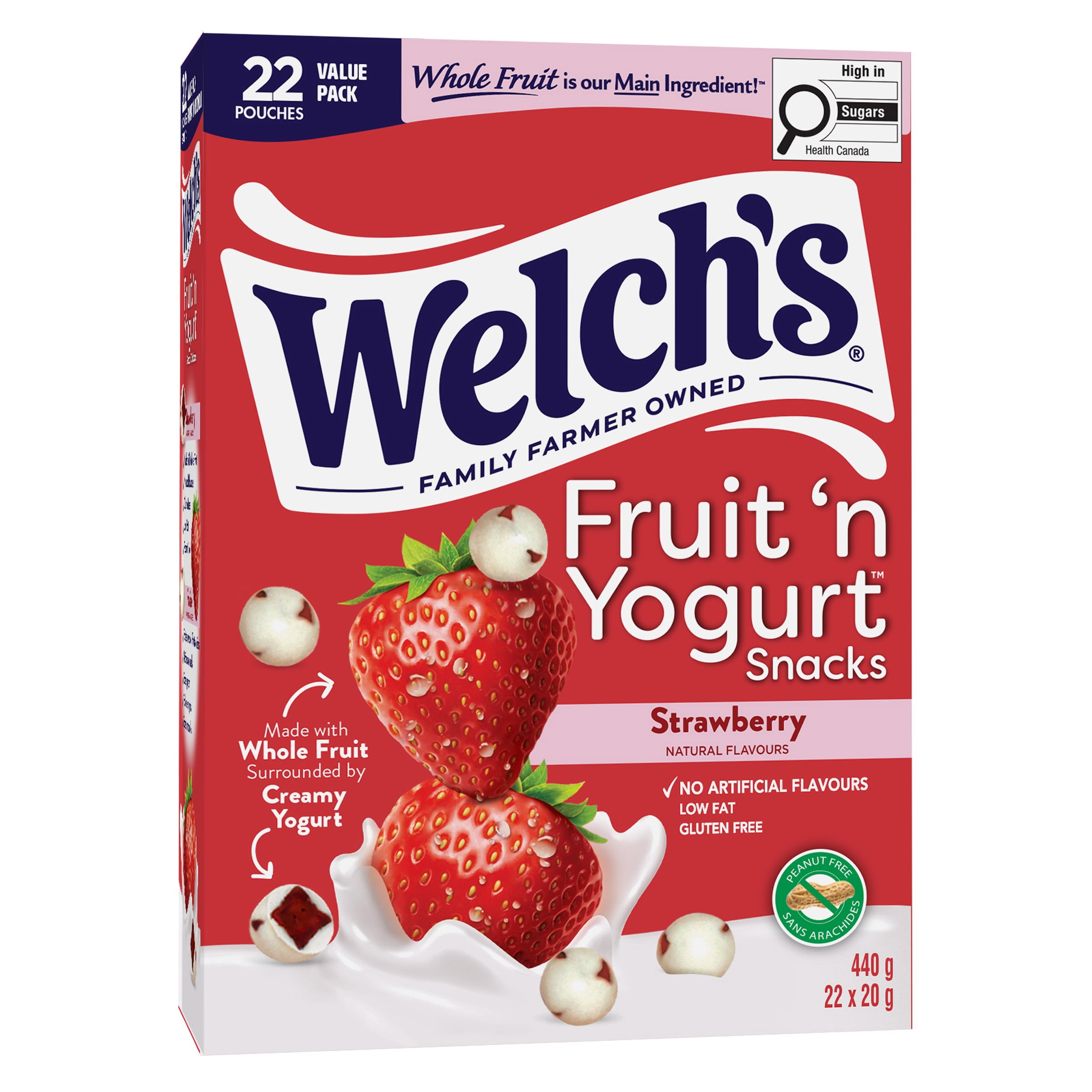 Welch's Fruit 'N Yogurt Strawberry Soft Fruit Snacks, 20g, 22 bags