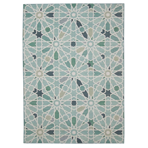 Outdoor Washable Deltona Green & Ivory 5' x 7' Area Rug
