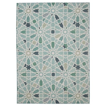 Outdoor Washable Deltona Green & Ivory 5' x 7' Area Rug