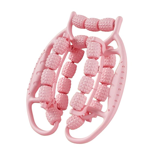 Siruishop Circular Leg Clamp 23 Wheels Hand Held Muscle Roller for Traveling Hand Pink
