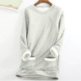 thumbnail image 1 of Hauts Chauds pour Femmes Col Rond Poche Peluche Épaissie Chauds Manches Longues Hauts Tenues de Sortie pour Femmes en Liquidation, 1 of 5