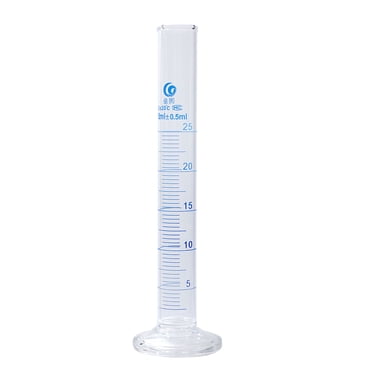 Unique Bargains Cylindre Gradué en Verre Borosilicaté 3,3 de 25 ml, Base Ronde, Cylindre Doseur de Graduations Bleu