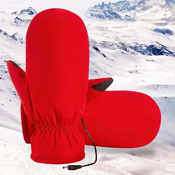 Red Gloves Mittens Winter USB Heated Warm Gloves Heated Hand Warm Hiking Driving Running Cycling