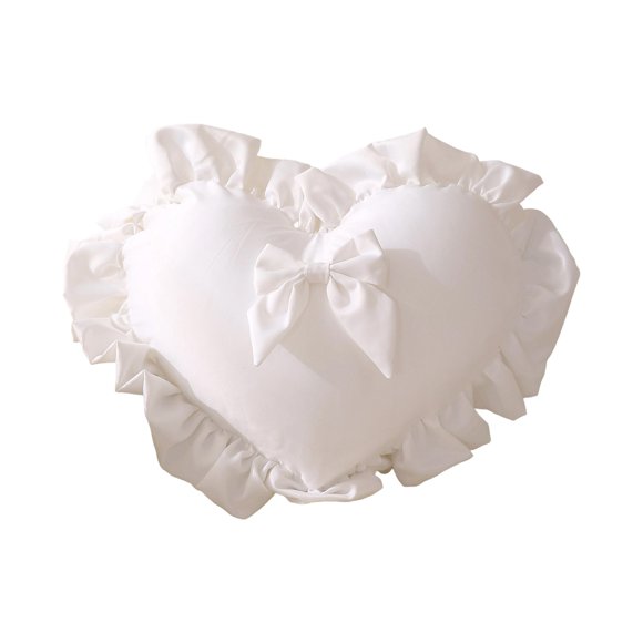 Cheapark Valentine's Day Housse de Coussin Cœur - Satin Doux à Volants avec Nœud Cadeau Housse de Coussin de Sofa Romantique Mignonne Déco de Chambre g