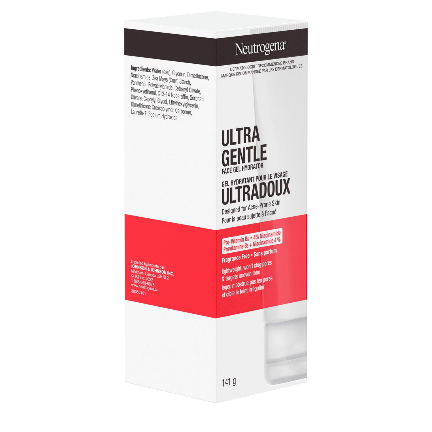 Gel hydratant ultradoux pour le visage Neutrogena, crème pour peaux sèches, niacinamide, vitamine B5, sans parabènes, non comédogène