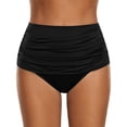 thumbnail image 1 of Riforla Swimsuit Bottoms for Women Plus Size High Rise Ruched Solid Color Bikini Briefs for Swim Bathing Suit Bottoms Black L, 1 of 5